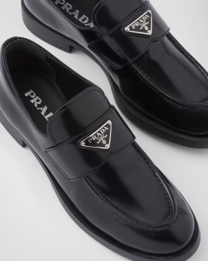 Brushed leather loafers